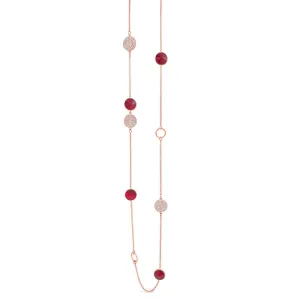 Ruby Rose Gold Diamante Garnet Long Necklace