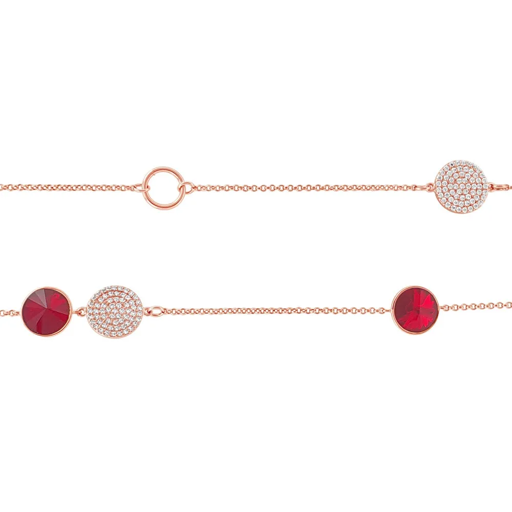 Ruby Rose Gold Diamante Garnet Long Necklace