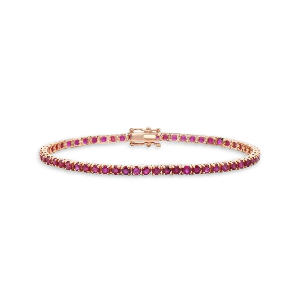 Ruby Tennis Bracelet (6.00 ct.) 2.90mm 4-Prongs Setting in 14K Gold