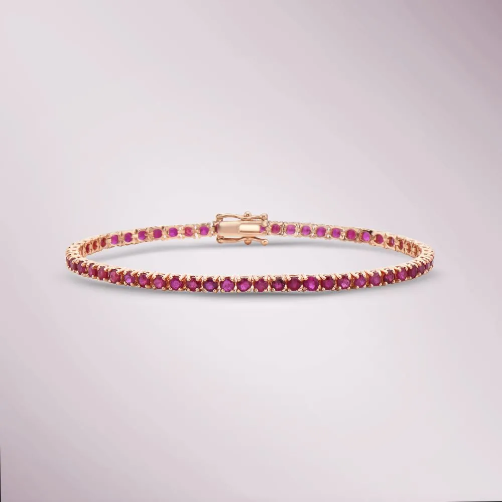 Ruby Tennis Bracelet (6.00 ct.) 2.90mm 4-Prongs Setting in 14K Gold