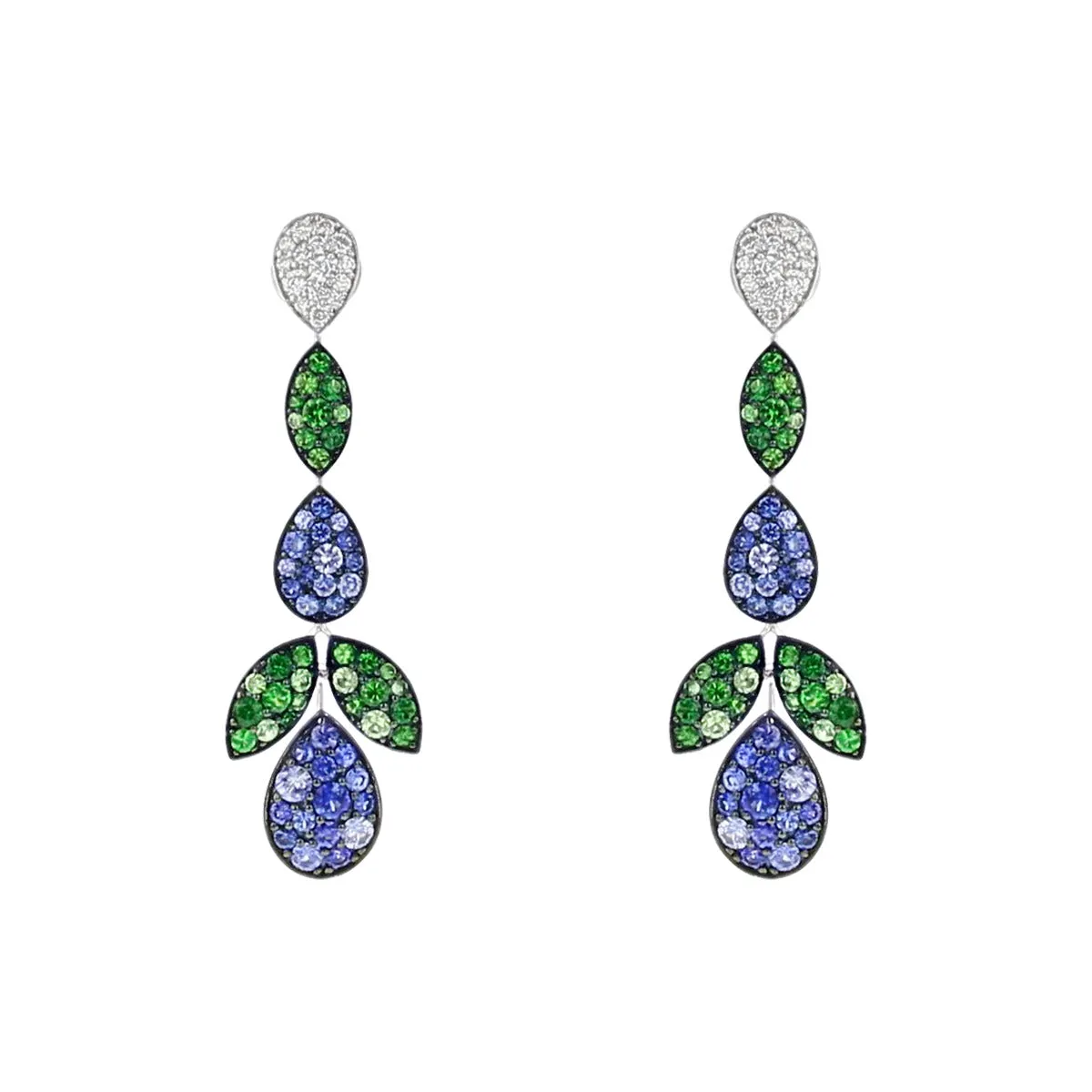 Salavetti Sapphire, Tsavorite and Diamond Drop Earrings