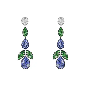 Salavetti Sapphire, Tsavorite and Diamond Drop Earrings