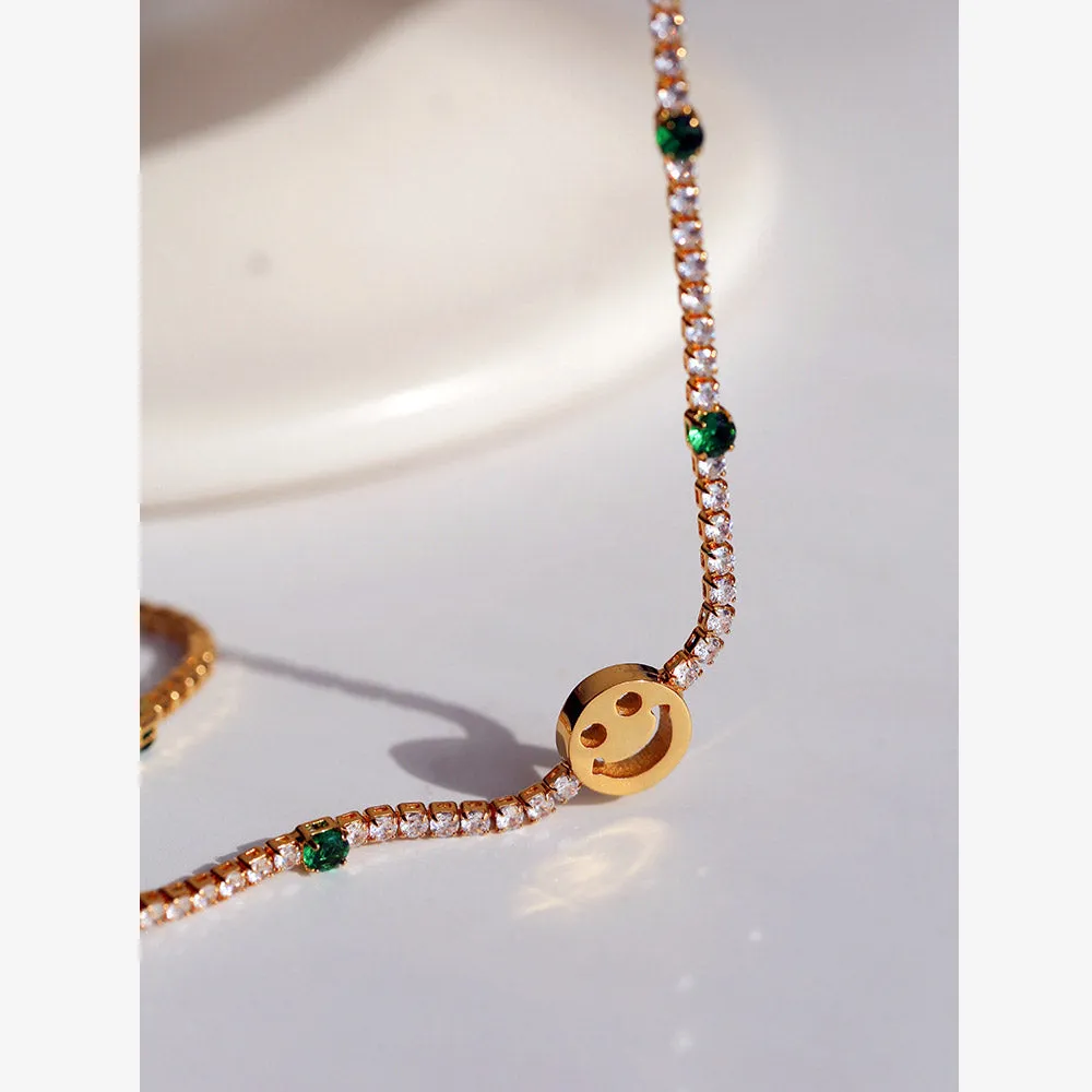 Smiley Dainty Tennis Choker Stackable Necklace