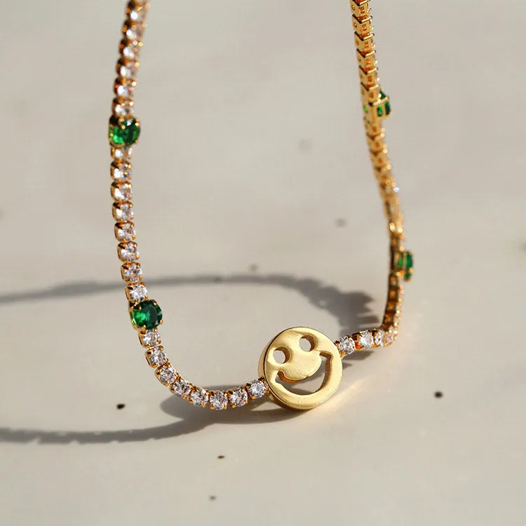 Smiley Dainty Tennis Choker Stackable Necklace