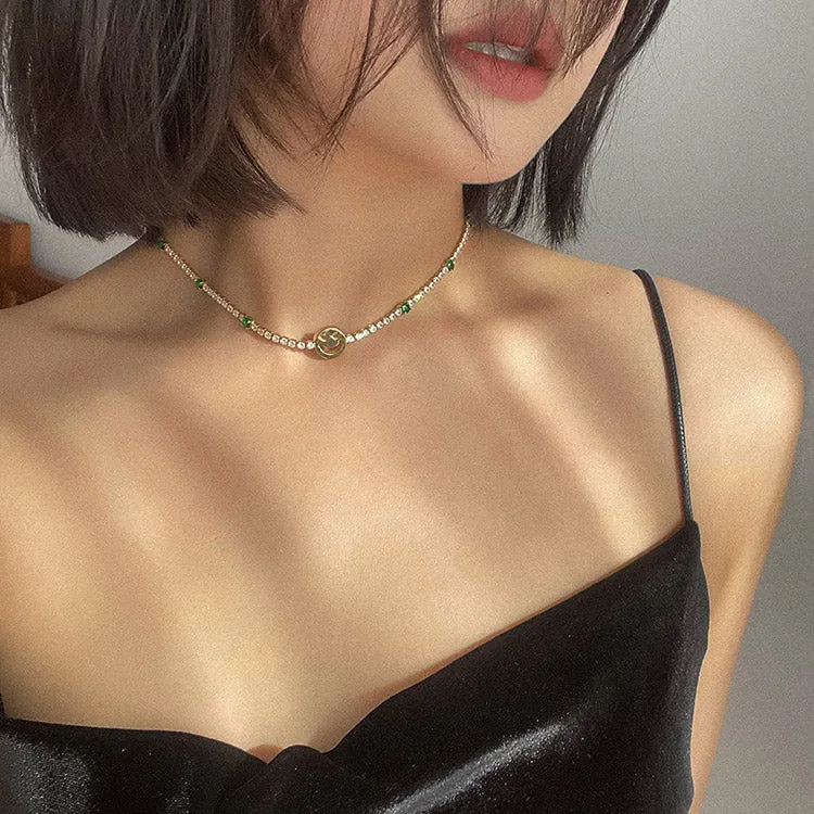 Smiley Dainty Tennis Choker Stackable Necklace