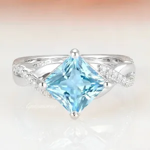 Sophia Aquamarine Ring- Sterling Silver