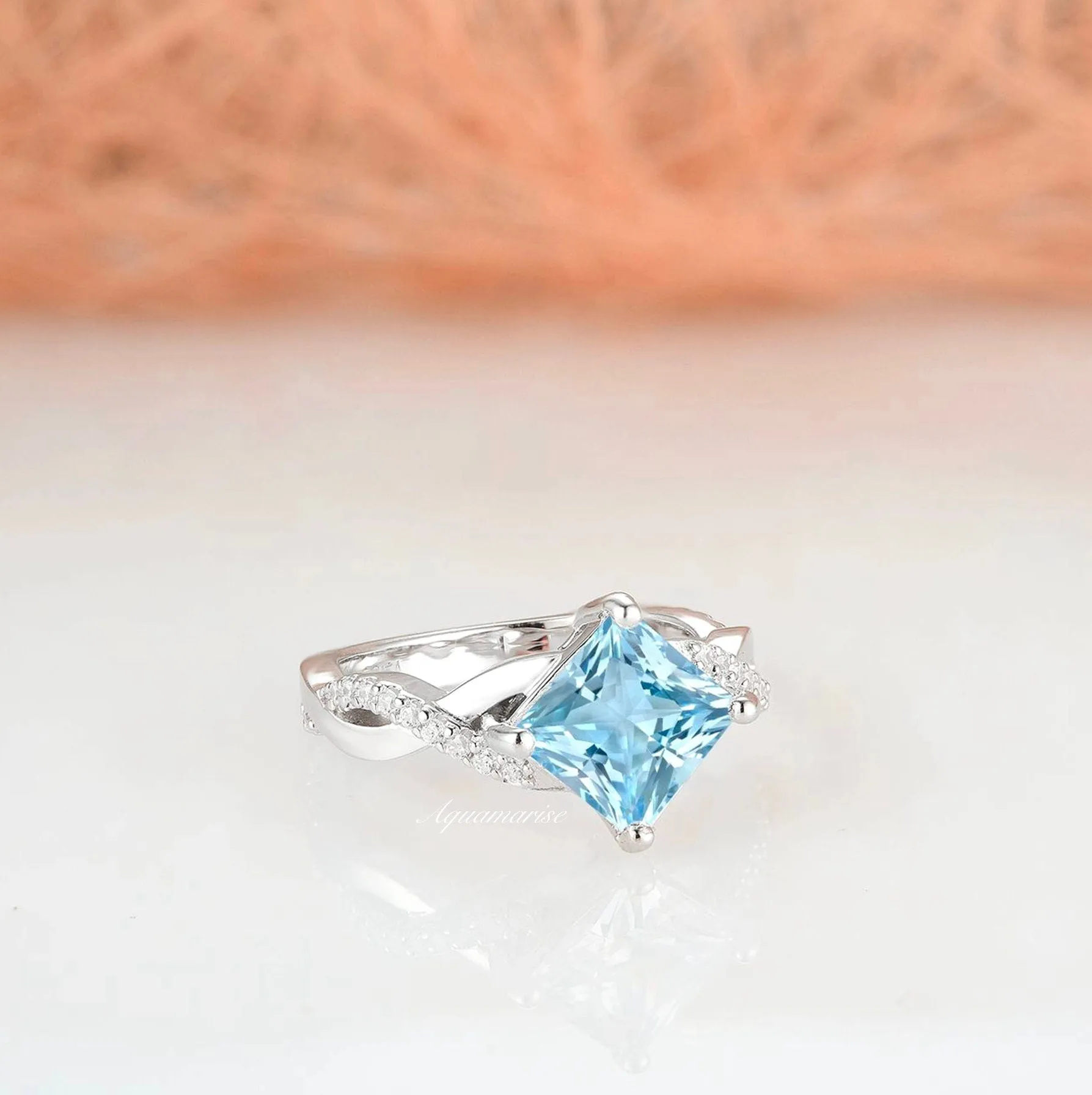 Sophia Aquamarine Ring- Sterling Silver