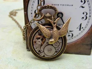 STeampunk pocket watch necklace - Steampunk Necklace - Repurposed Art