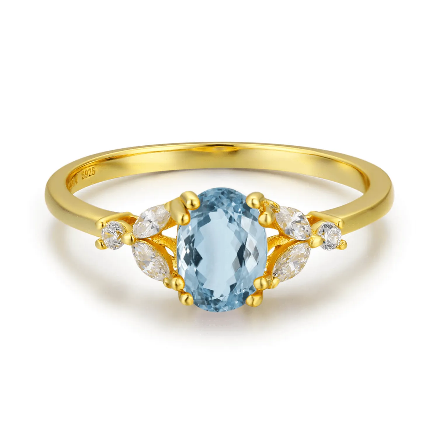 Stellar Aquamarine Ring (Yellow Gold)