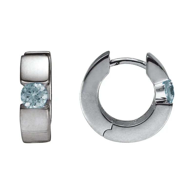 Sterling Silver Aquamarine Huggie Earrings