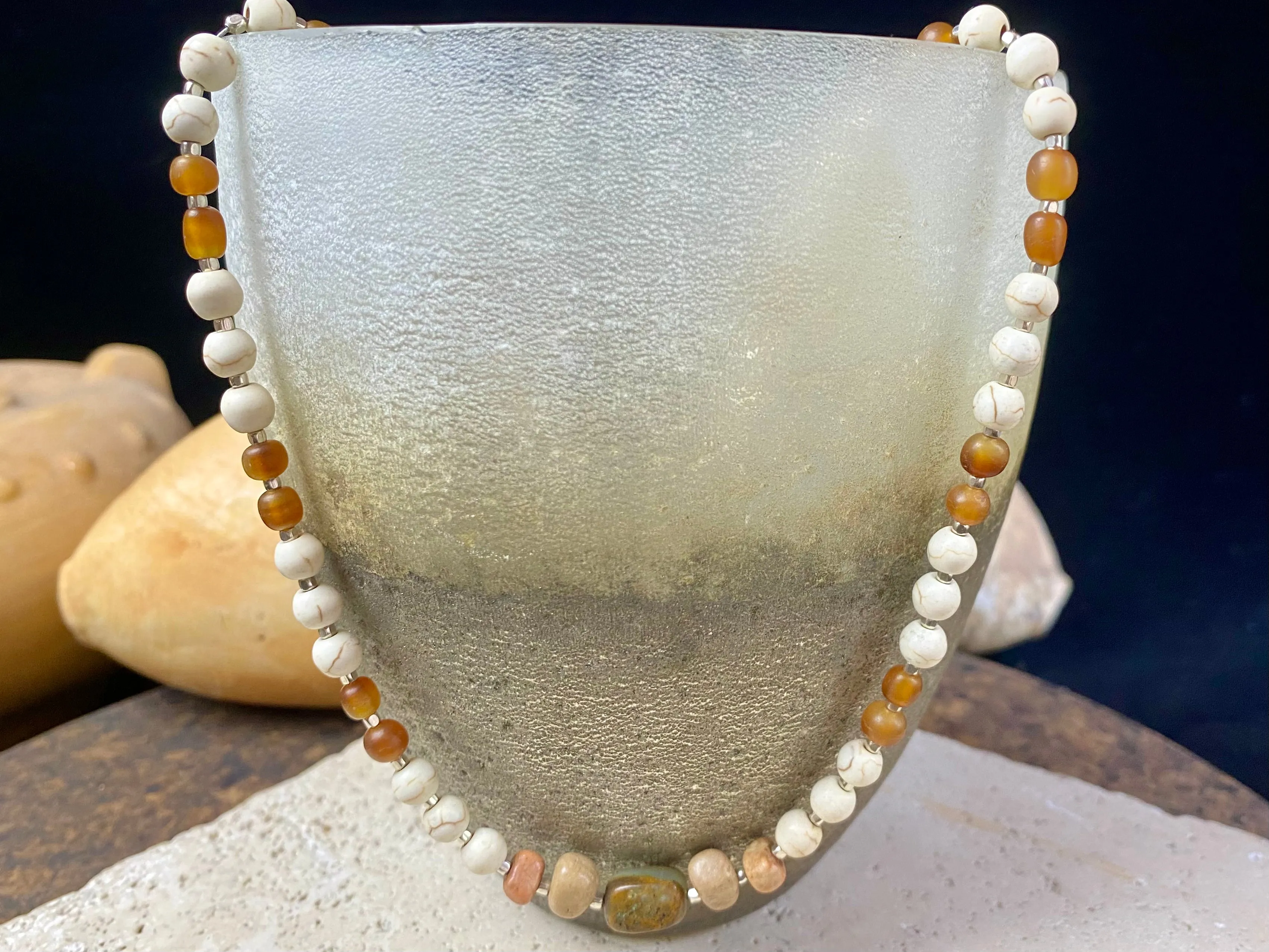 Stone & Buffalo Horn Choker Necklace