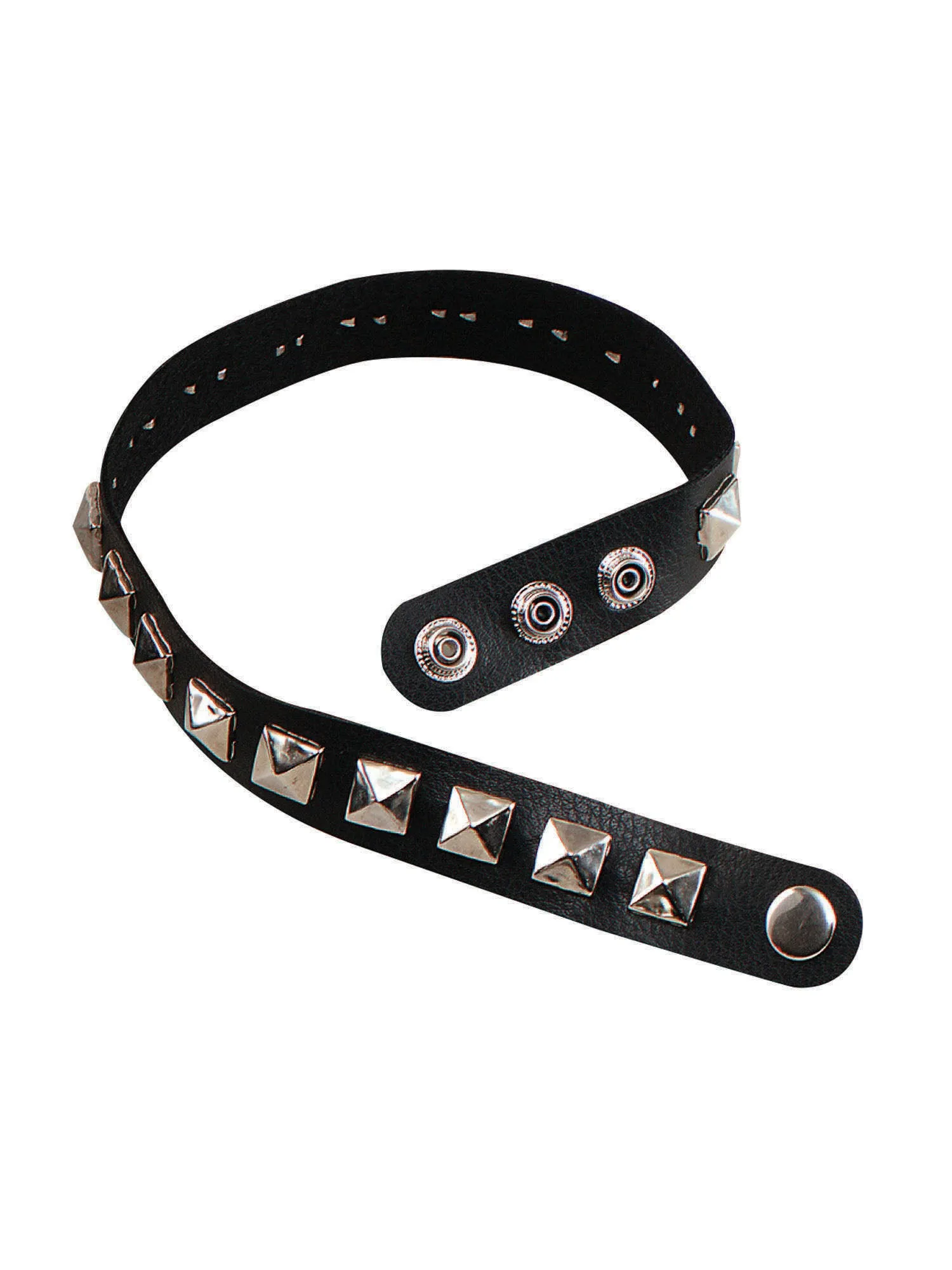 Studded Choker Gothic Biker Punk Black Belt Necklace 1980’s PU Leather Fancy Dress Accessory