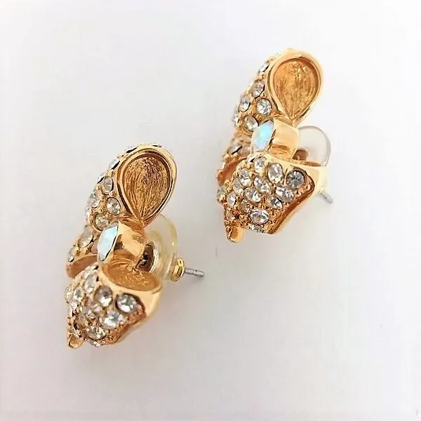 Swarovski Gold and Crystal Bow Stud Earrings