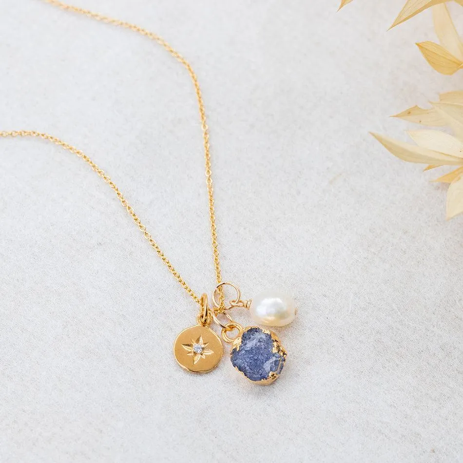 Tanzanite North Star Charm Necklace - December Birthstone