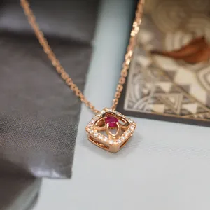 THIALH - LEGACY- 18K Rose Gold Ruby and Diamond Necklace