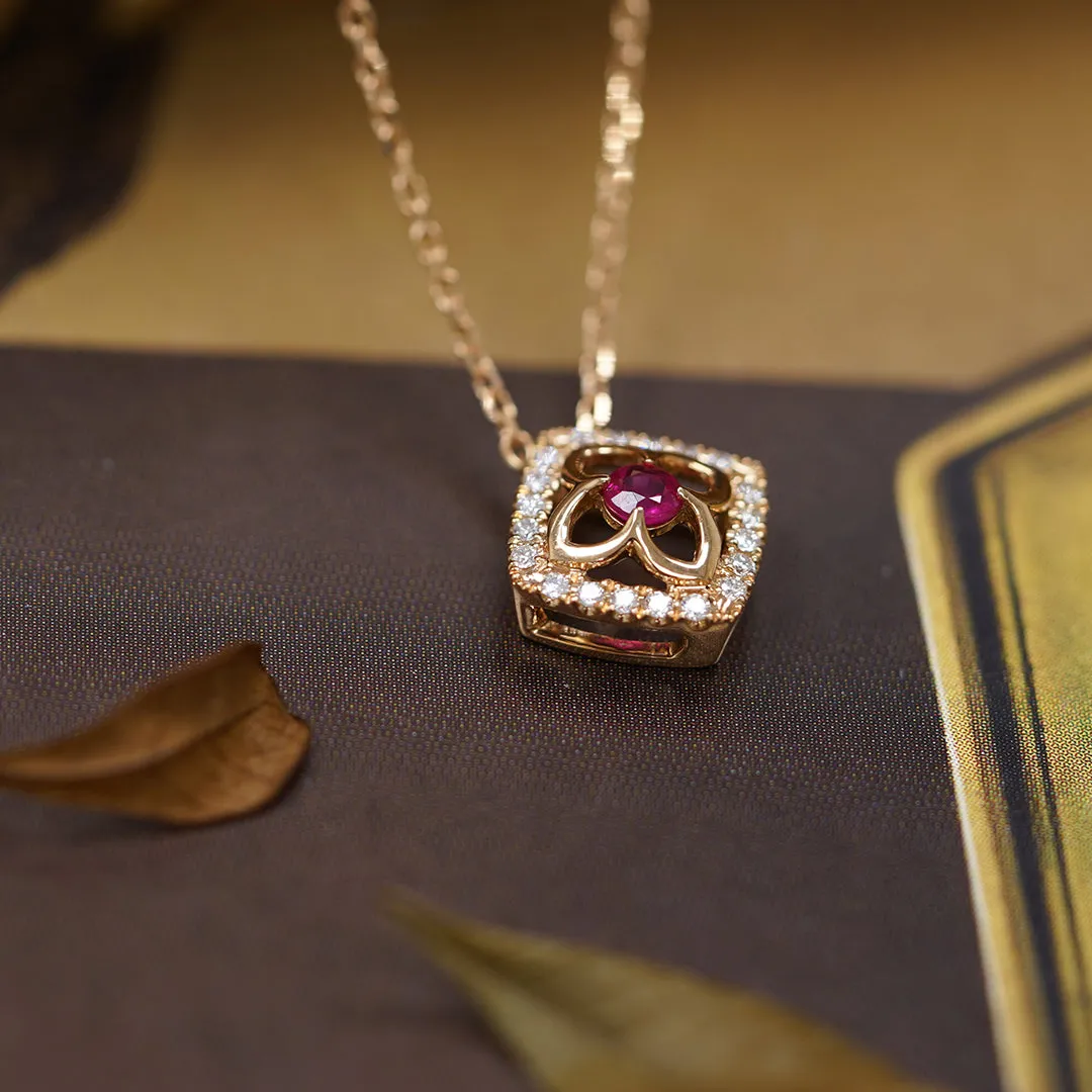 THIALH - LEGACY- 18K Rose Gold Ruby and Diamond Necklace