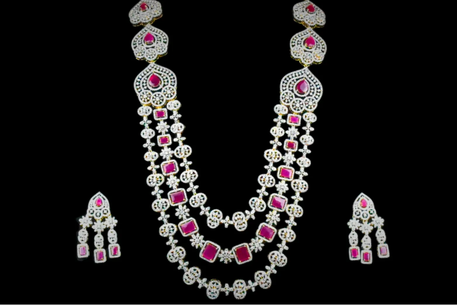 Three Layer American Diamond Haram By Asp Fashion Jewellery