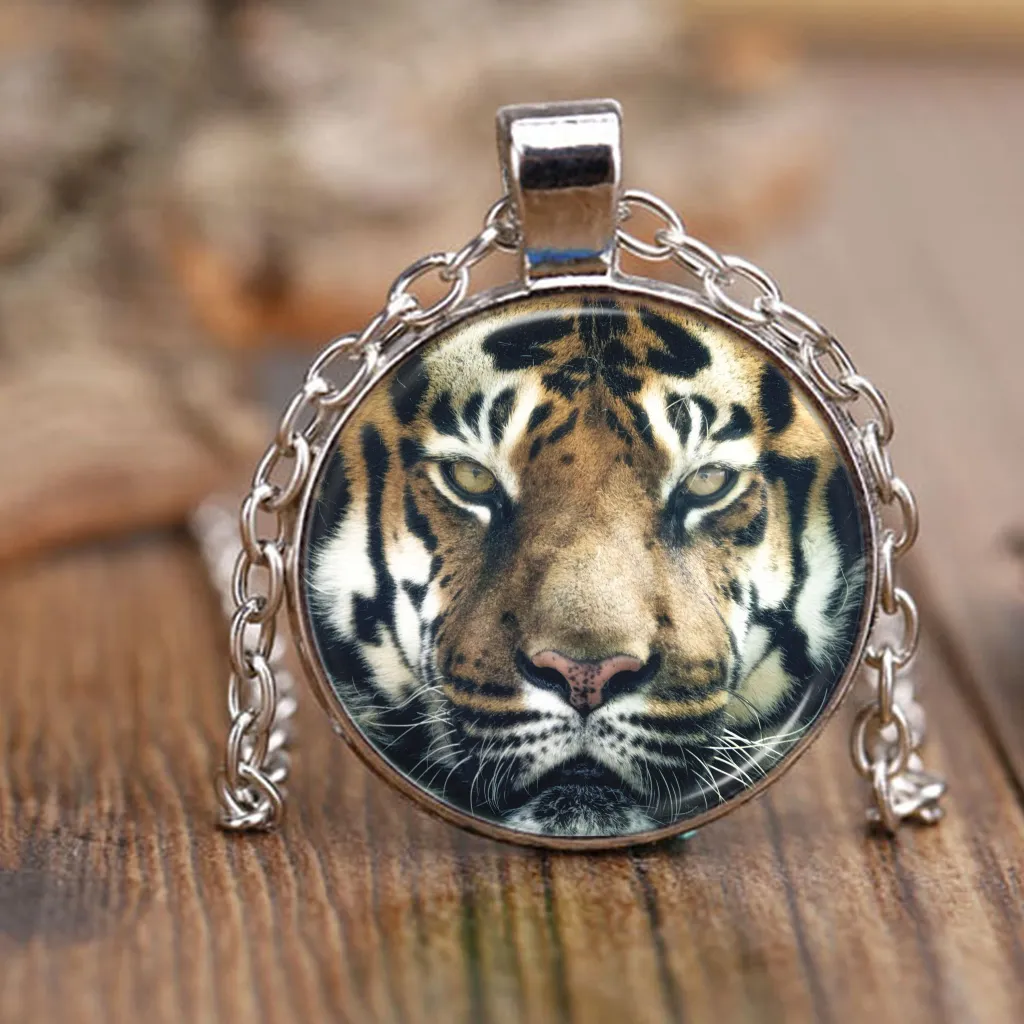 Tiger Eyes Pendant - Tiger Jewelry Art gift for Men and Women - Nature Necklace