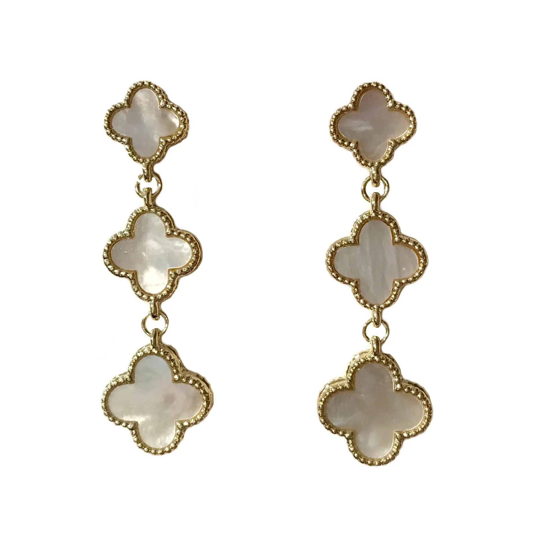 Triple Flora Bezel Gemstone Statement Earrings