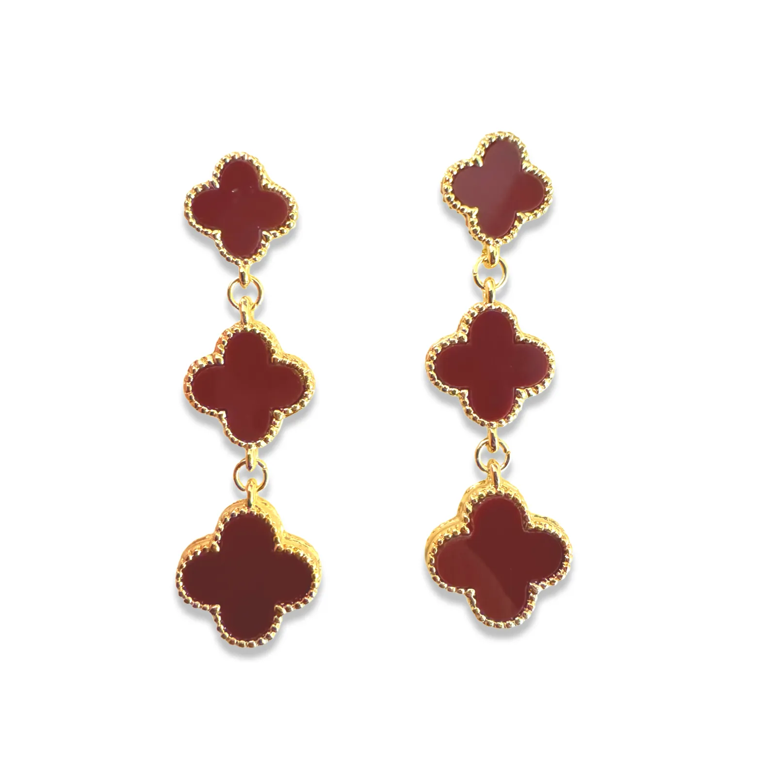 Triple Flora Bezel Gemstone Statement Earrings