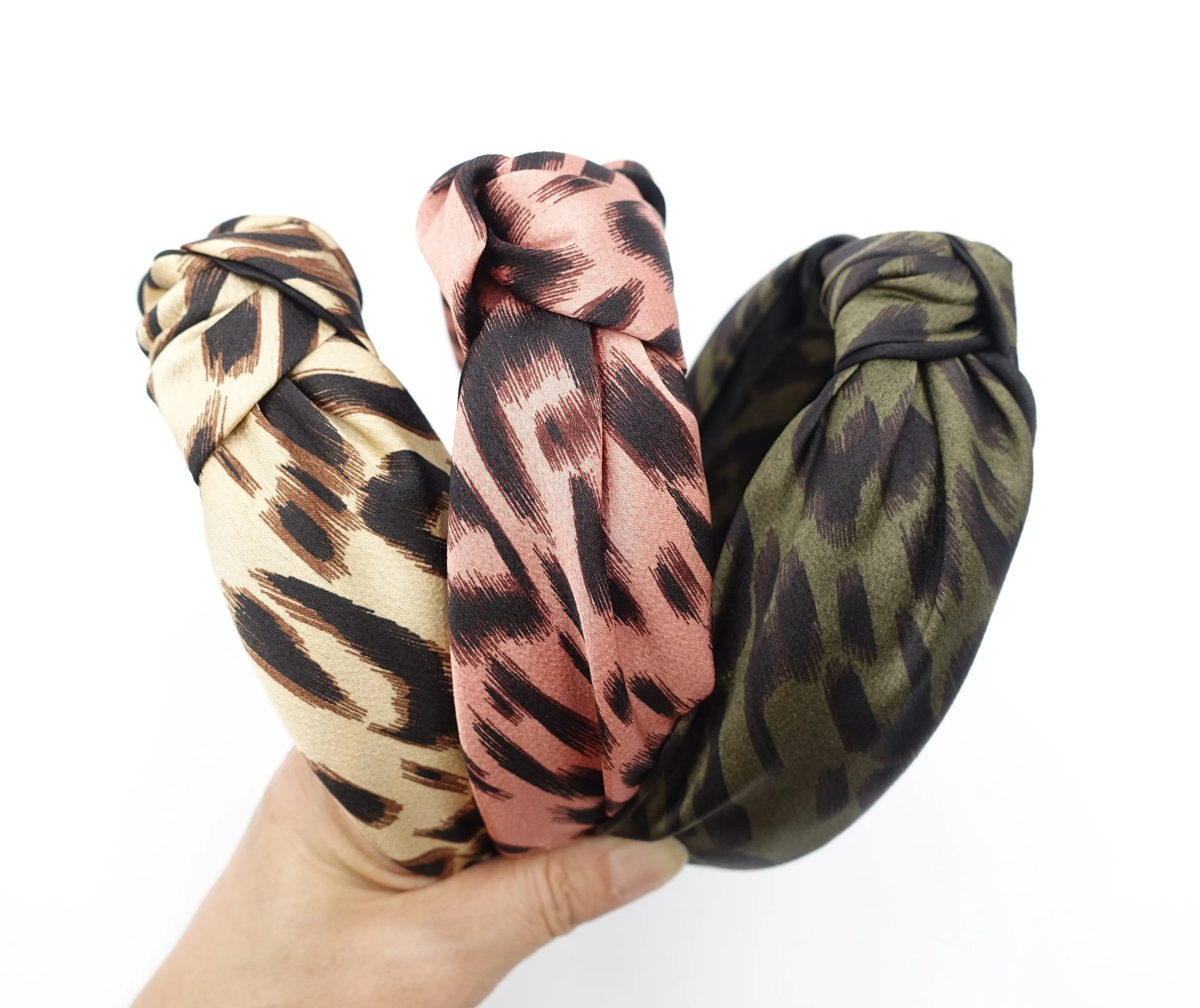 urban leopard print headband knotted hairband satin women hair accessory for women