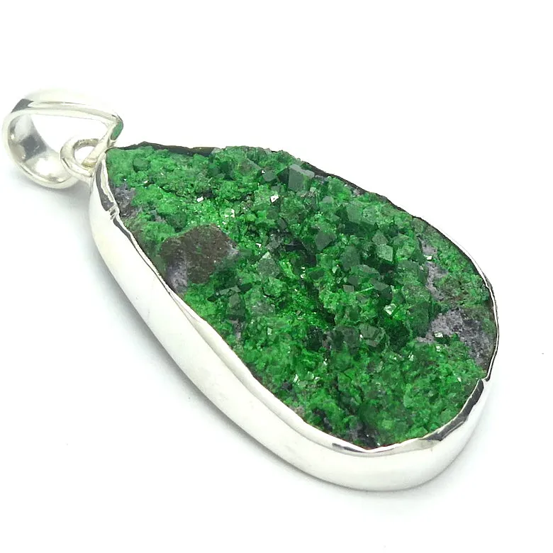 Uvarovite Garnet Drusy Pendant, Vivid Green, 925 Silver, s3