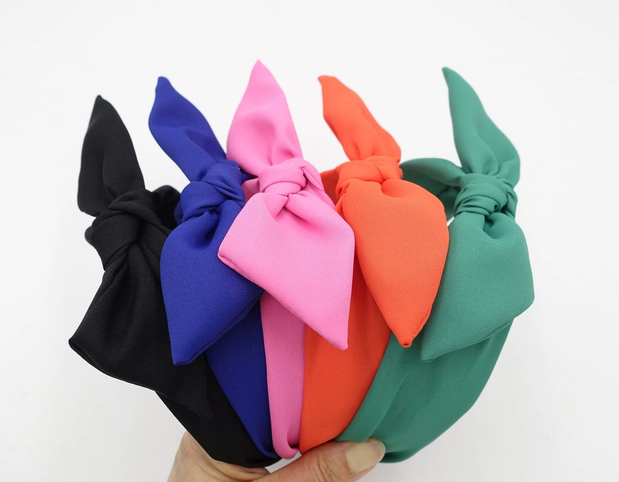 vibrant color wired hair bow headband chiffon casual adjustable bow hairband woman hair accessory