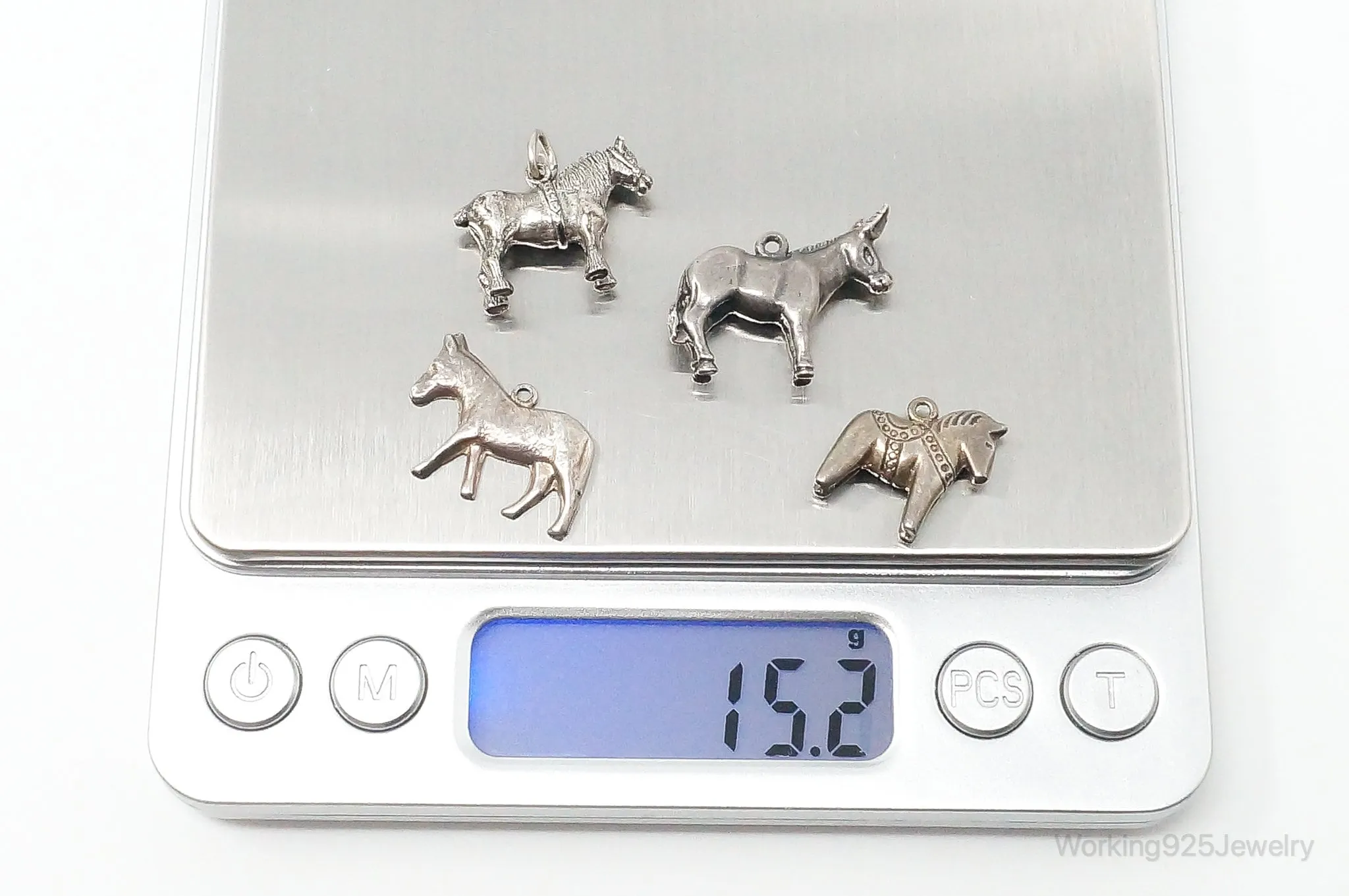 Vintage Antique Horses & Donkeys Sterling Silver Charms Lot