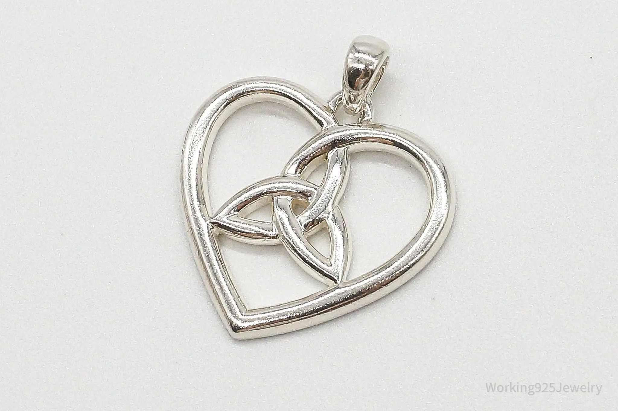 Vintage Large Ireland Celtic Heart Sterling Silver Pendant