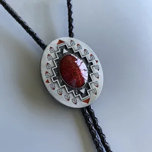 Vintage Ruby Western Indian Totem Bolo Tie