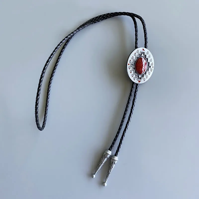 Vintage Ruby Western Indian Totem Bolo Tie