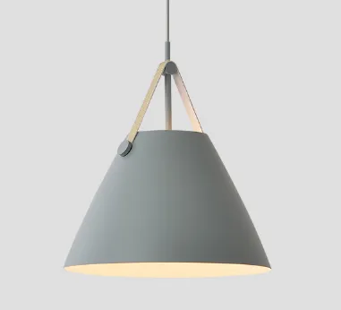 Von Modern Strapped Metal Cone Shaped Pendant Light