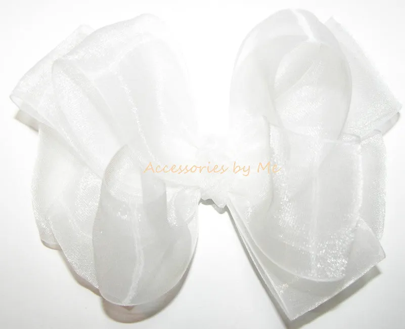 White Organza Hair Bow