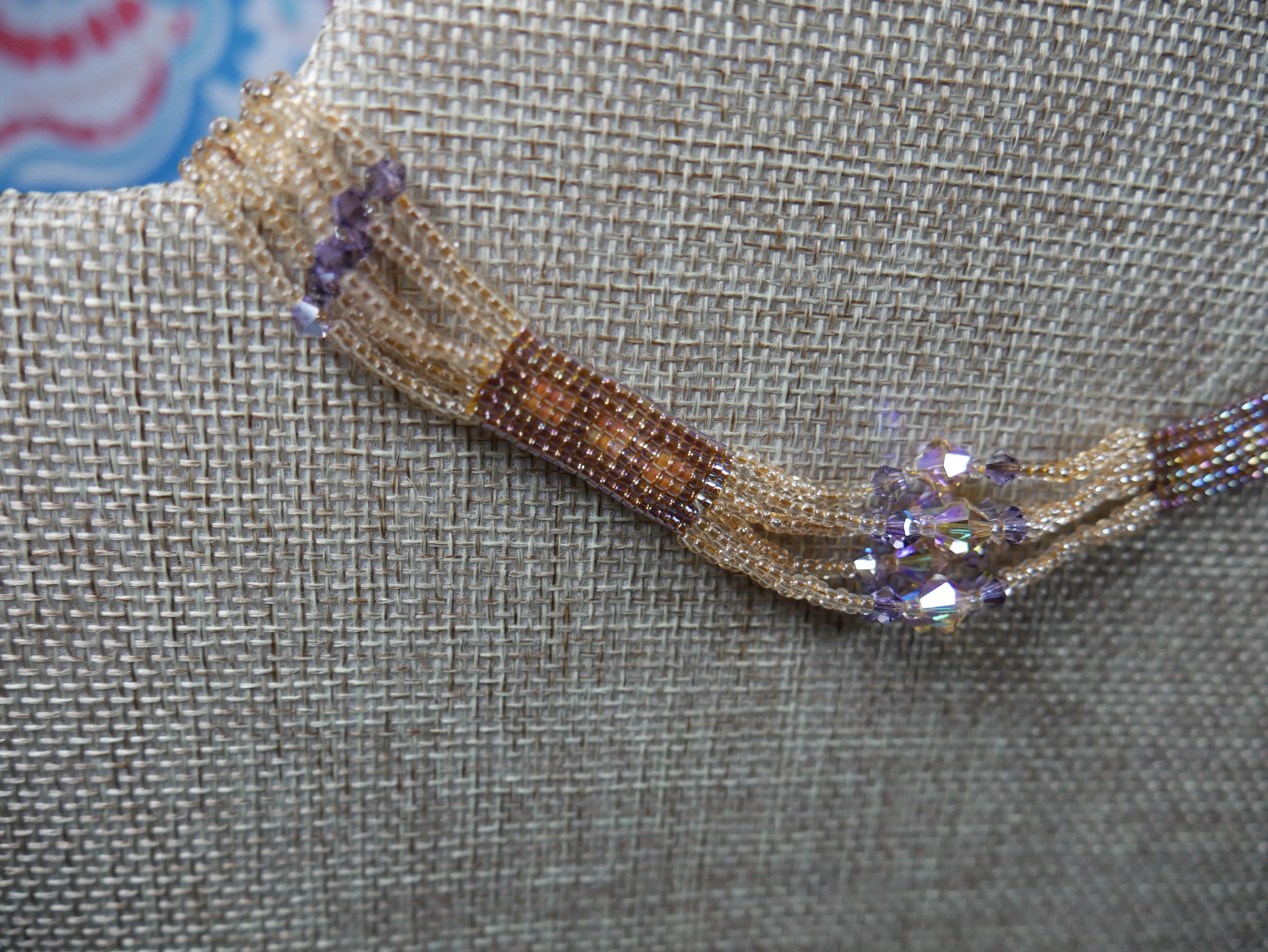 Woven Pink and Purple Fancy Beaded Choker